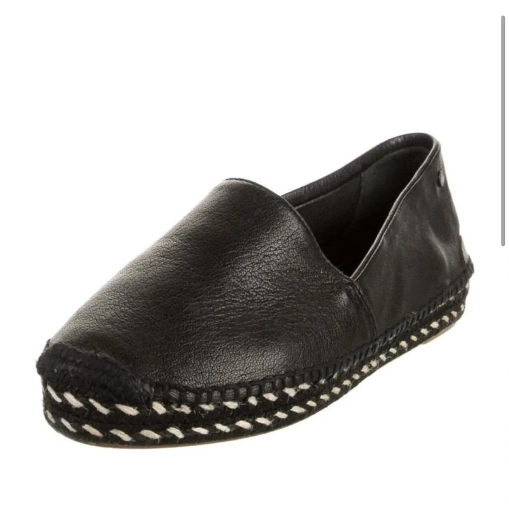 rag & bone Black Leather Espadrille Flats